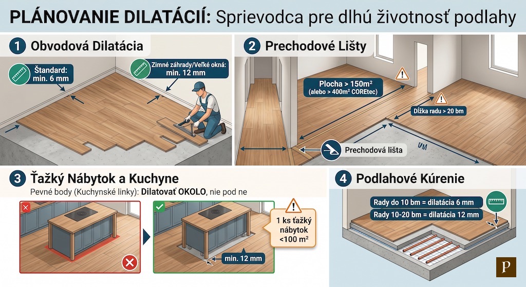 Plánovanie dilatácií a rozmiestnenia podlahy Kritický bod pre dlhú životnosť